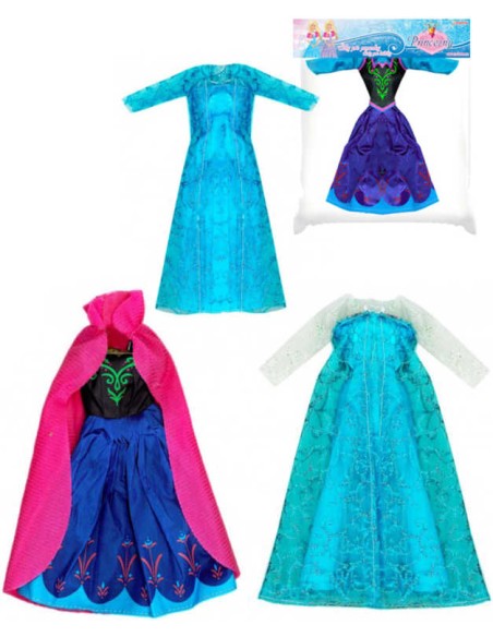 Oblečení pro paneku modré šatičky zimní království 4 druhy v sáčku