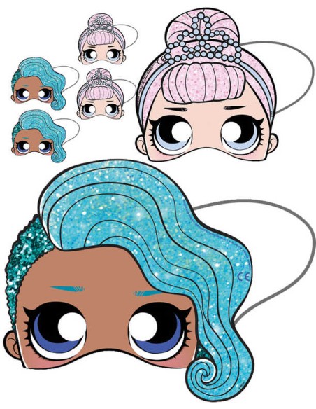 L.O.L. Surprise! Maska třpytivá na obličej na gumičku 2 druhy set 6ks karton