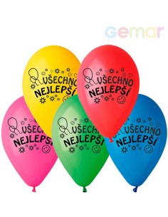 GEMAR Balónek nafukovací 26cm potisk VŠECHNO NEJLEPŠÍ různé barvy 1ks