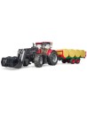 BRUDER 03198 Set traktor CASE IH Optum 300 CVX + čelní nakladač a přepravník balíků