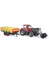 BRUDER 03198 Set traktor CASE IH Optum 300 CVX + čelní nakladač a přepravník balíků