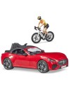 BRUDER 03485 Auto Dodge set s jízdním kolem a figurkou cyklistky