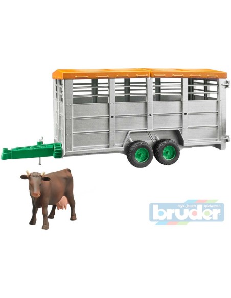 BRUDER 02227 (2227) Auto přepravník na zvířata set s figurkou kráva model 1:16 plast