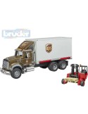 BRUDER 02828 Auto Mack Granite UPS přeprava peněz set s vozíkem a paletami