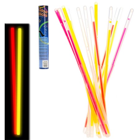 Tyčinky barevné párty dekorace svítící ve tmě 20cm set 50ks se spojkami v tubě