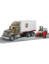 BRUDER 02828 Auto Mack Granite UPS přeprava peněz set s vozíkem a paletami