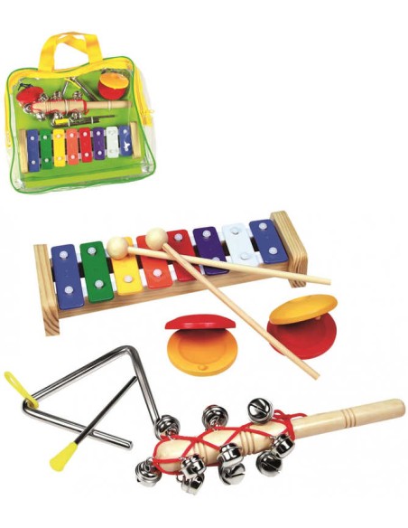 BINO DŘEVO Set hudební s trianglem v tašce 4v1 *HUDEBNÍ NÁSTROJE*