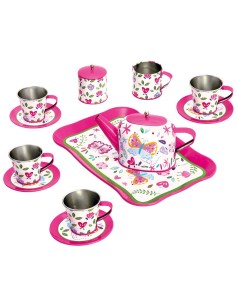 BINO Čajový set dětský růžový 14ks nádobíčko s tácem a konvicí