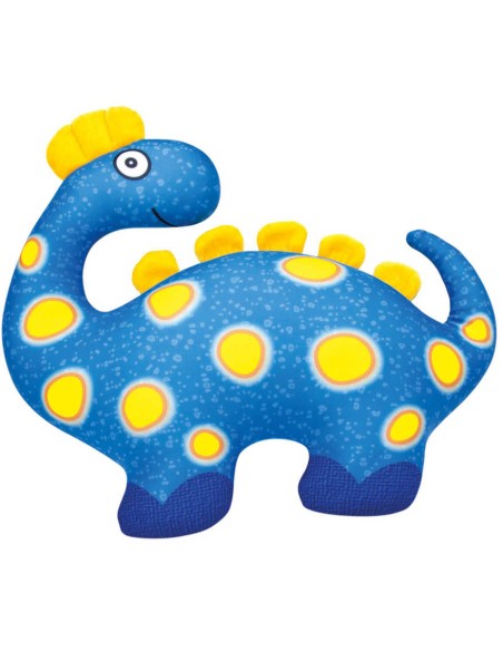 BINO Dinosaurus barevný 33cm žlutomodrý textilní mazlíček zvířátko