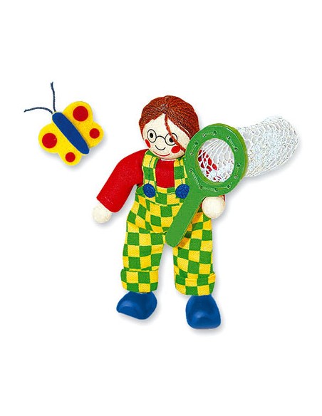 MERTENS DŘEVO Panenka do domečku panák BEN se síťkou *DŘEVĚNÉ HRAČKY*