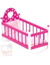 BINO DŘEVO Kolébka s peřinkami pro panenku miminko růžová