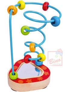 MERTENS DŘEVO Baby labyrint motorický se zrcátkem provlékačka pro miminko