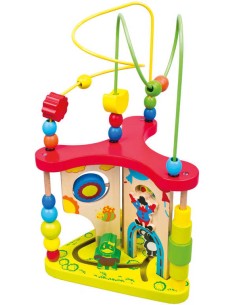 BINO DŘEVO Baby motorický labyrint velký provlékačka s korálky s aktivitami