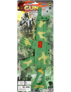 Samopal vojenský 43cm dětská plastová zbraň pohyblivá hlaveň na kartě