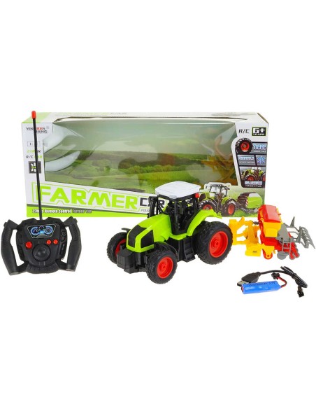 RC Traktor s lištou na vysílačku 27MHz 1:16 na baterie USB Světlo Zvuk