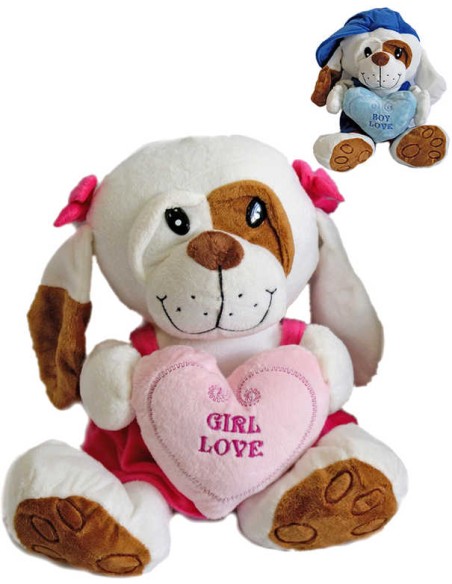 PLYŠ Pejsek v oblečku Love 25cm se srdíčkem 2 druhy *PLYŠOVÉ HRAČKY*