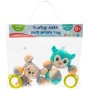 Chrastítko baby zábrana do kočárku myš + sova mix závěs pro miminko