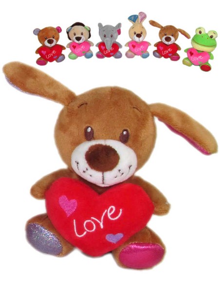 PLYŠ Zvířátko veselé se srdíčkem Love 14cm 6 druhů *PLYŠOVÉ HRAČKY*