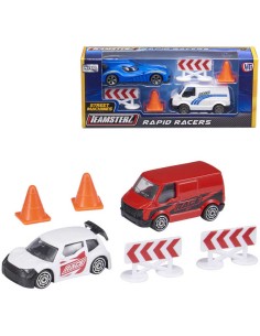Teamsterz auto závodní set s dodávkou a doplňky Rapid Racers 2 druhy kov