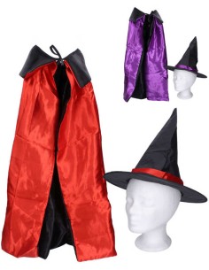 KARNEVAL Klobouk čarodějnický set s pláštěm 2 barvy *KARNEVALOVÝ DOPLNĚK*