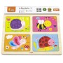 VIGA DŘEVO Puzzle na desce 4v1 hmyz baby skládačka 16 dílků