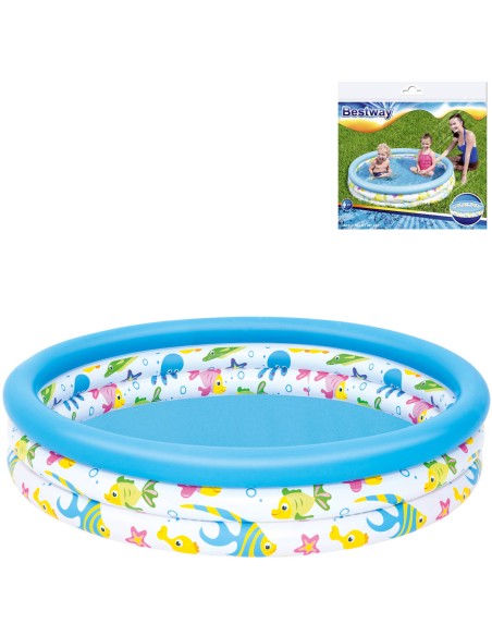 BESTWAY Bazén dětský nafukovací 3 komory korál 122x25cm kulatý 51009