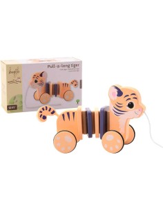JOUECO DŘEVO Tygr tahací baby tahadlo na provázku *DŘEVĚNÉ HRAČKY*