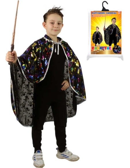 KARNEVAL Plášť čerodějnický černý lebky halloween *KOSTÝM*