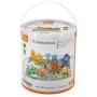 VIGA DŘEVO Stavebnice baby město herní set na puzzle podložce s doplňky v kyblíku