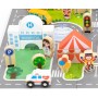 VIGA DŘEVO Stavebnice baby město herní set na puzzle podložce s doplňky v kyblíku