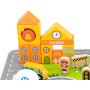 VIGA DŘEVO Stavebnice baby město herní set na puzzle podložce s doplňky v kyblíku