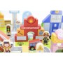VIGA DŘEVO Stavebnice baby město herní set na puzzle podložce s doplňky v kyblíku