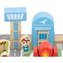 VIGA DŘEVO Stavebnice baby město herní set na puzzle podložce s doplňky v kyblíku