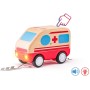 WOODY DŘEVO Auto baby sanitka na setrvačník na baterie Světlo Zvuk