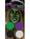 Make-up čarodějnice set 4 obličejové barvy + štětec malování na obličej