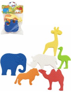 Vodolepky pěnové ZOO safari zvířátka set 6ks na koupání do vany v sáčku