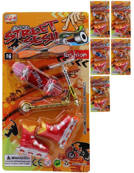 Skate s botami a koloběžkou na prst 6 druhů na kartě