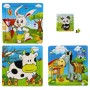 DŘEVO PUZZLE Zvířátka 15x15cm skládačka na desce 16 dílků 4 druhy
