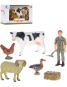 Zoolandia farma herní set zvířátka 4ks s farmářem a doplňky plast