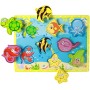 DŘEVO Vkládačka baby 3D puzzle vkládací na desce podmořský svět 8 dílků