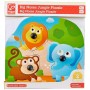 HAPE DŘEVO Baby puzzle vkládací s úchyty zvířátka džungle 3 dílky na desce