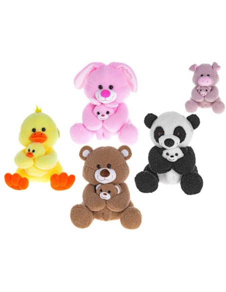 PLYŠ Zvířátko baby veselé s mládětem 5 druhů *PLYŠOVÉ HRAČKY*