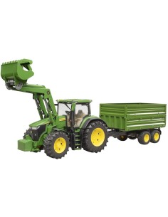 BRUDER 03155 Traktor John Deere 7R 350 set s čelním nakladačem a přívěsem