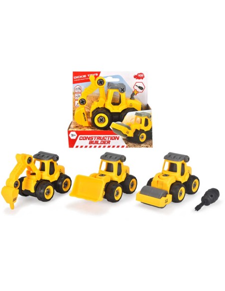 DICKIE Autíčko žluté stavební šroubovací set s nástrojem 4 druhy plast