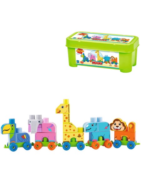 ECOIFFER Baby kostky Abrick Maxi vláček ZOO STAVEBNICE v boxu plast
