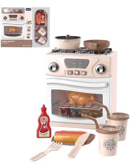 Sporák dětský 16x22cm set s nádobím a potravinami na baterie Světlo Zvuk