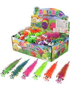 Stonožka strečová 25cm velké oči duhové zvířátko natahovací 6 barev