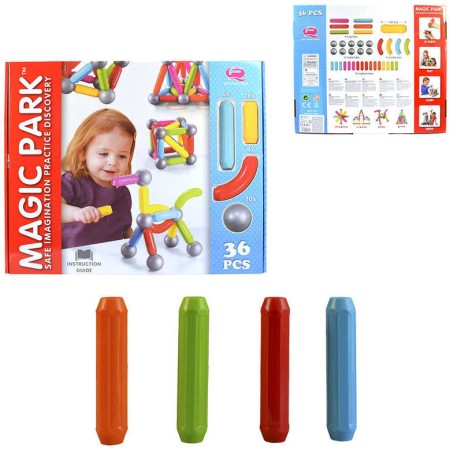 Stavebnice magnetická 36 dílků v krabici